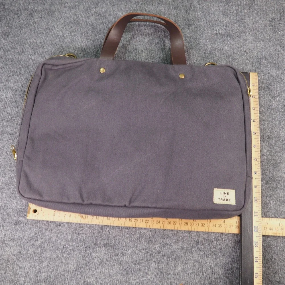 Line‎ of Trade Canvas Briefcase Messenger Bag Gray Laptop Work Travel